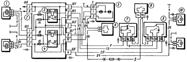 Подключение фар 2109 Car headlight device (VAZ-2109 "Sputnik" 1984-1997 / Electrical equipment / Equi