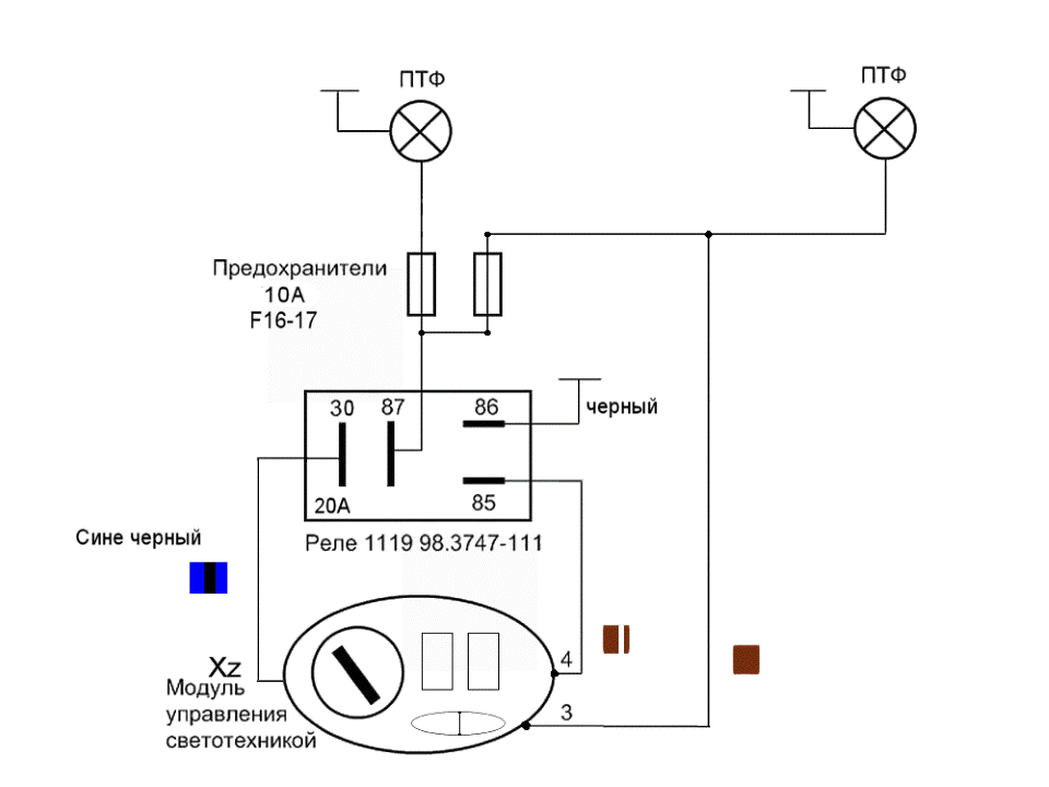 Подключение фар через реле калина Подключение ПТФ как в люксе - Lada Калина хэтчбек, 1,6 л, 2012 года своими рукам