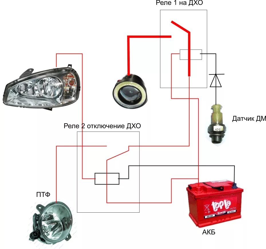 Подключение фар через реле калина Особое подключение ПТФ - Lada Калина универсал, 1,6 л, 2008 года тюнинг DRIVE2