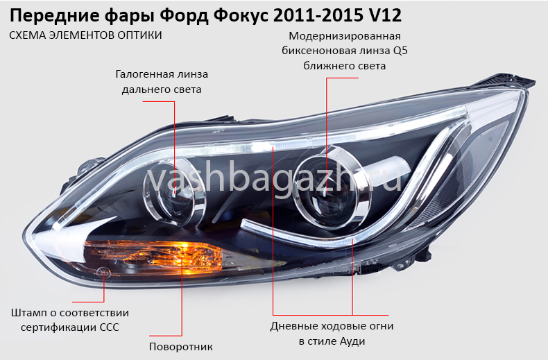 Подключение фар форд фокус 2 рестайлинг Купить Передние фары Форд Фокус 3 2011-2015 модель № 12, комплект:Л+П, бифокальн