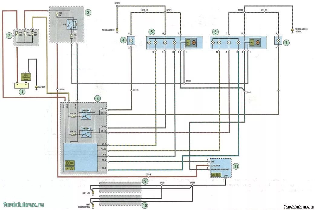 Подключение фар форд фокус Схема Блок-фары Форд Фокус 3