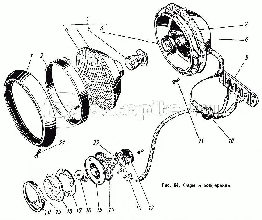 Подключение фар газ 53 Фары и подфарники ГАЗ-52-01 - купить, цены в интернет-магазине Автопитер