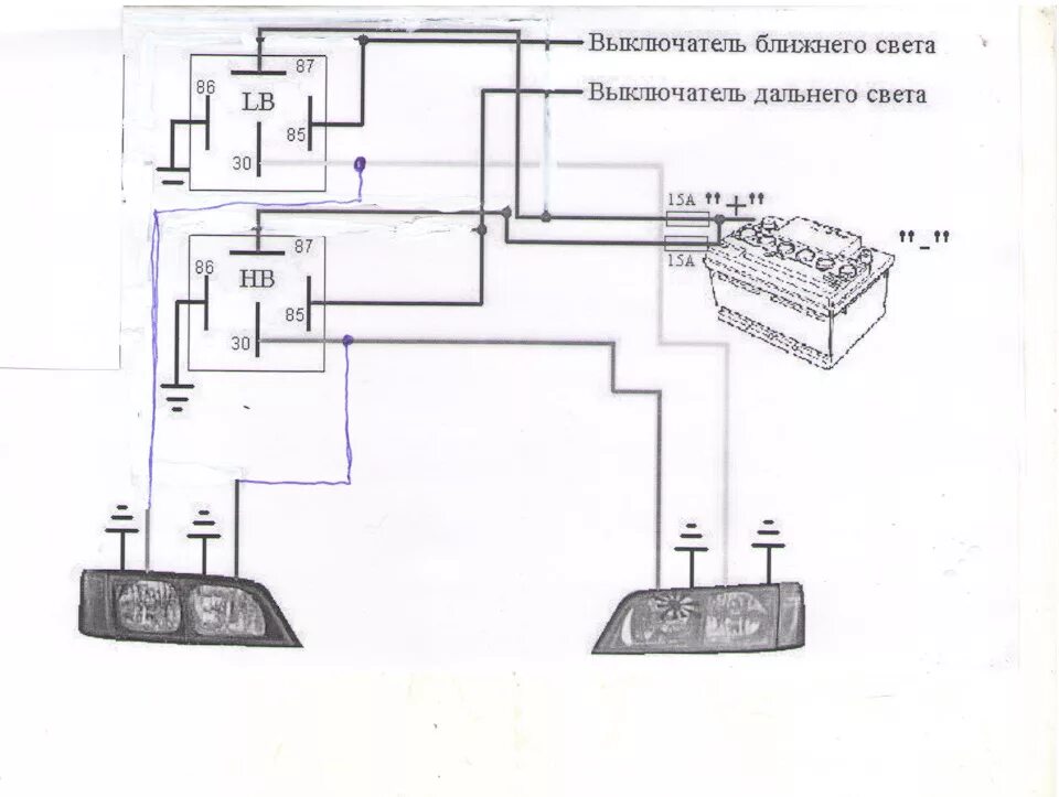Подключение фар калина 1 Схема электрокорректора фар калина - фото