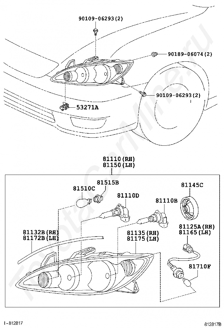 Подключение фар камри 40 Фары Тойота для CAMRY (NAP), 2003/01 - 2006/02, 3 литра, 24 клапана DOHC, EFI, X