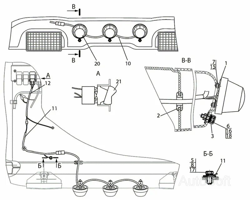 Подключение фар мтз 80 Установка фонарей автопоезда МТЗ-1021.3 (Чертеж № 94: список деталей, стоимость 