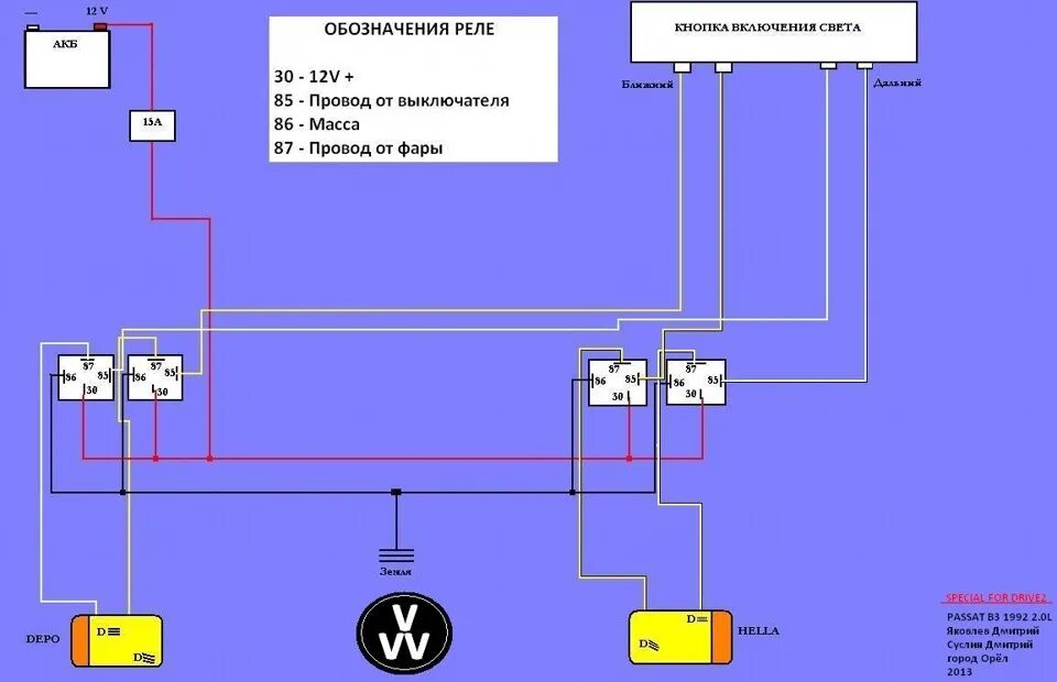 Подключение фар пассат б3 Разгрузочное реле в фары, USB зарядка, Обогрев зеркал - Volkswagen Passat B3, 1,