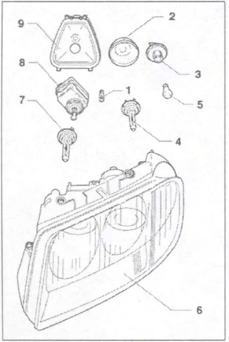 Подключение фар пассат б5 Замена фары головного света (с галогенными лампами) на Пассат Б5