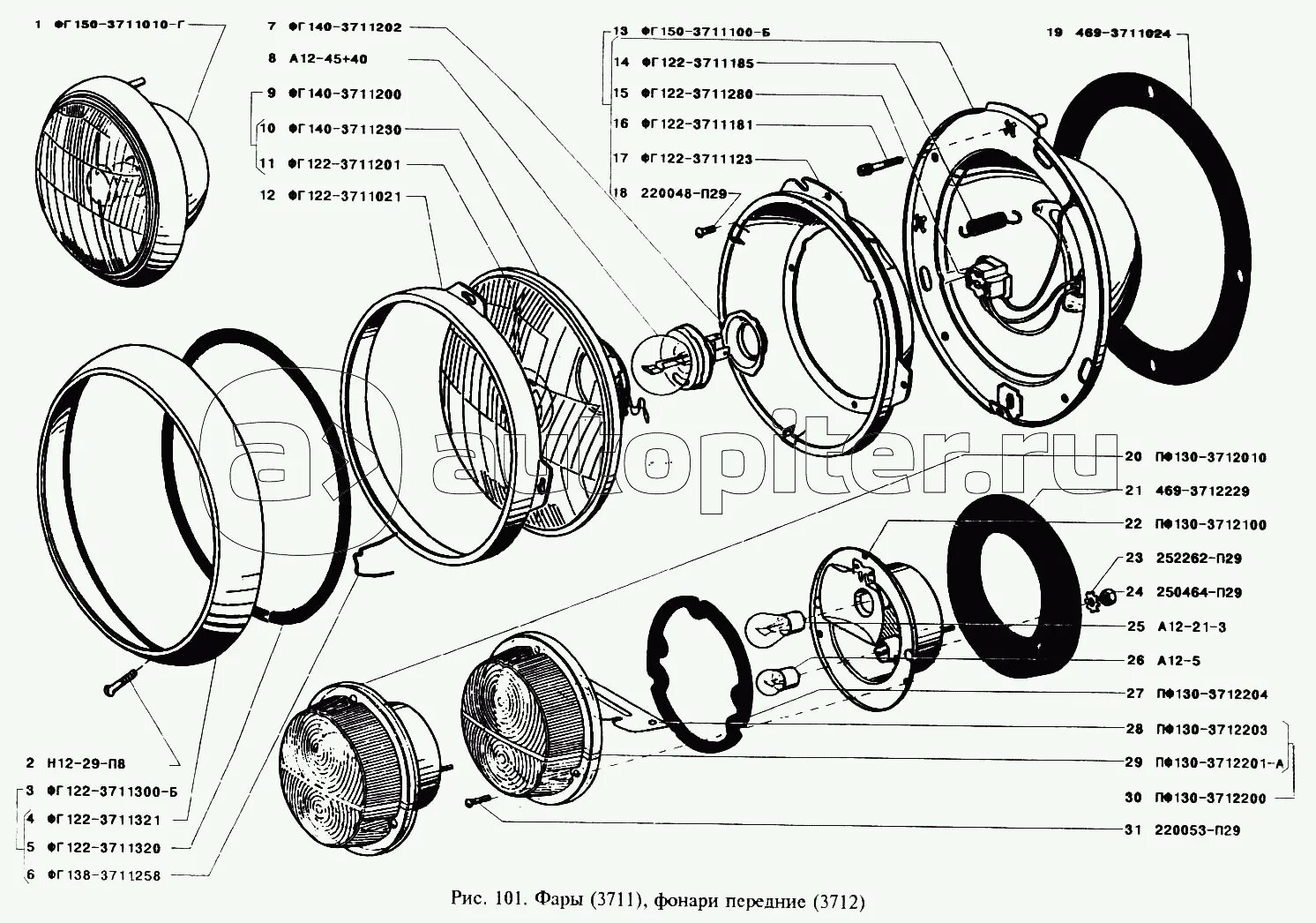 Подключение фар уаз 469 Фары и фонари передние УАЗ-3151 - купить, цены в интернет-магазине Автопитер