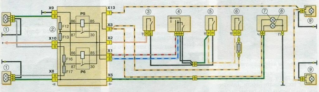 Подключение фар ваз 2107 Схема включения фар и противотуманного света в задних фонарях ВАЗ 2107. Автотема