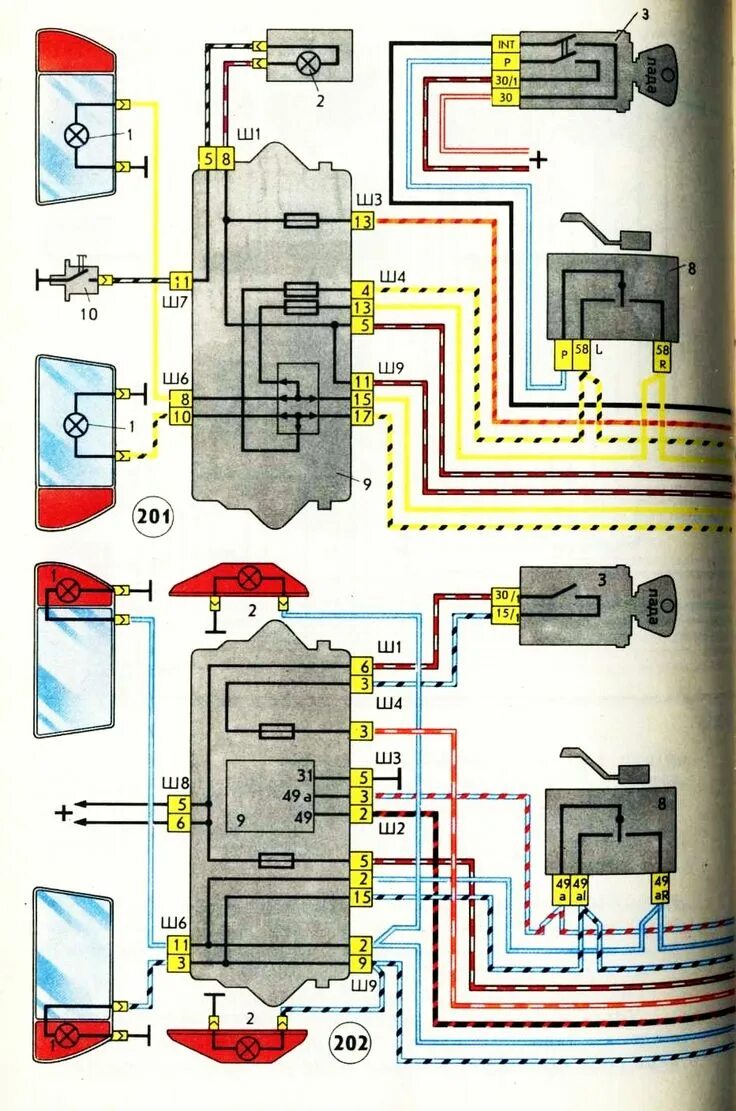Подключение фар ваз 2109 Цепи системы освещения и световой сигнализации Floor plans, Visualizations, Diag