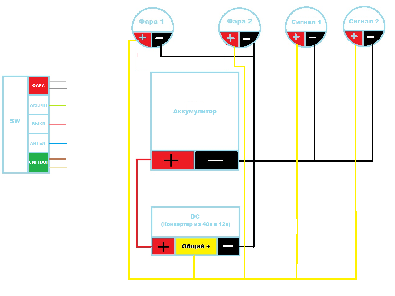 Подключение фары фрс 200 Как подключить Дисишку (Конвертер 48в в 12в) и фары