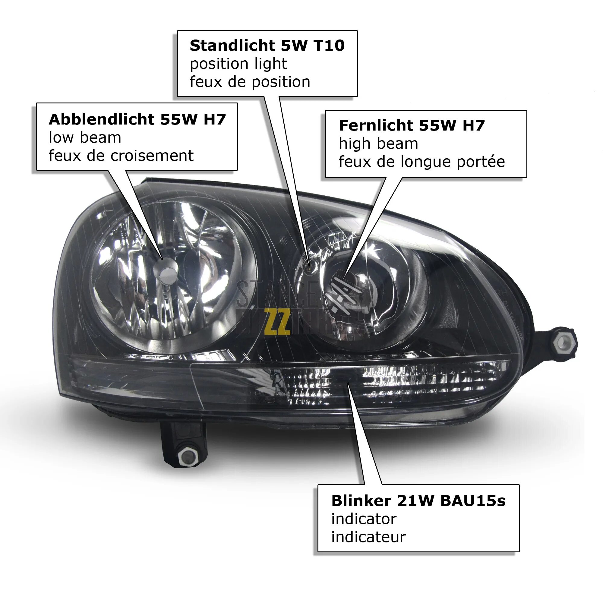 Подключение фары гольф 4 Фары передние линзованные JOM Volkswagen (Фольксваген) Golf 5 поколение (MK5) (1