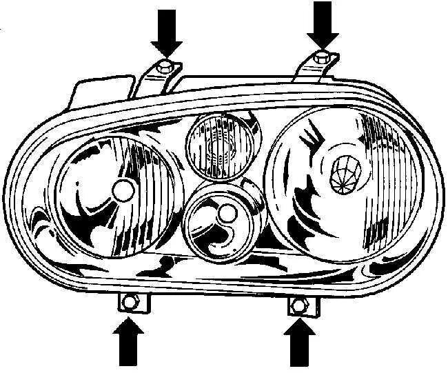 Подключение фары гольф 4 Ремонт Фольксваген Гольф : Устройства внешнего освещения VW Golf IV