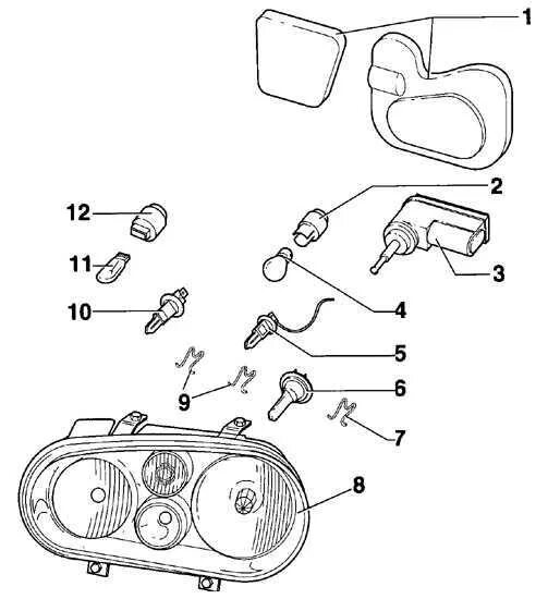 Подключение фары гольф 4 Ремонт Фольксваген Гольф : Устройства внешнего освещения VW Golf IV