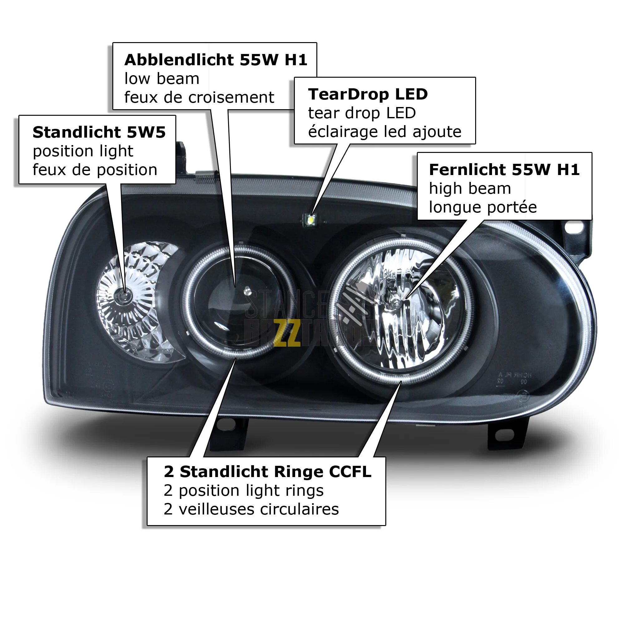 Подключение фары гольф 4 Фары передние линзованные JOM Volkswagen (Фольксваген) Golf 3 поколение (MK3) (1