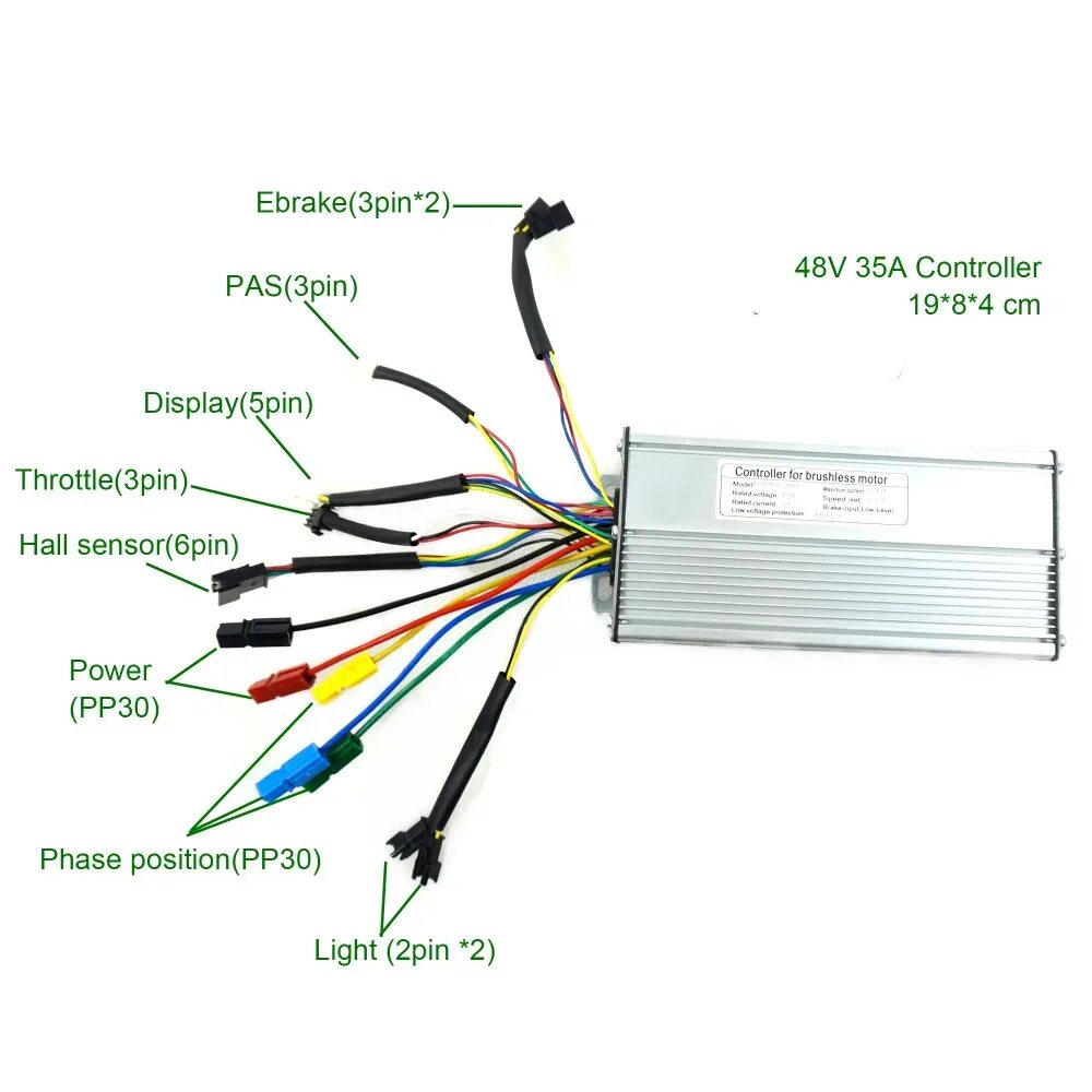 Подключение фары к контроллеру электровелосипеда Greenpedel Kt 48v 30a 35a Big Squarewave Sinewave 12 Mosfet Motor Electric Bicyc