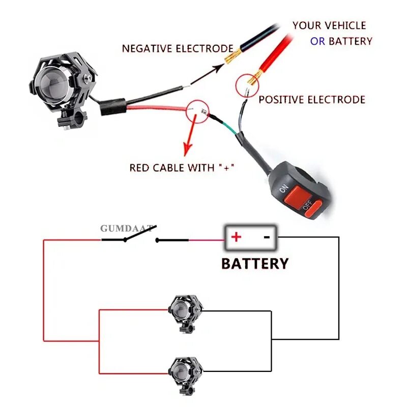 Подключение фары на мотоцикле Motorcycle Lighting System U5 Headlight Spotlight Auxiliary Fog Light Lens Proje