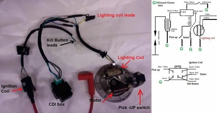 Подключение фары на питбайк с аккумулятором Pitbike Wiring Diagram TBolt USA, LLC