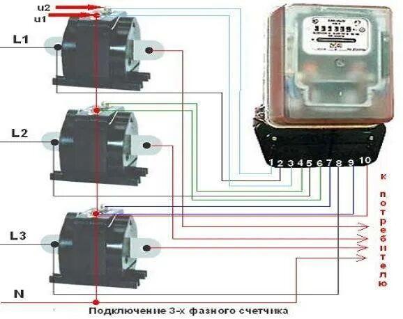 Подключение фазы к счетчику Все о подключении трехфазных счетчиков через трансформатор тока