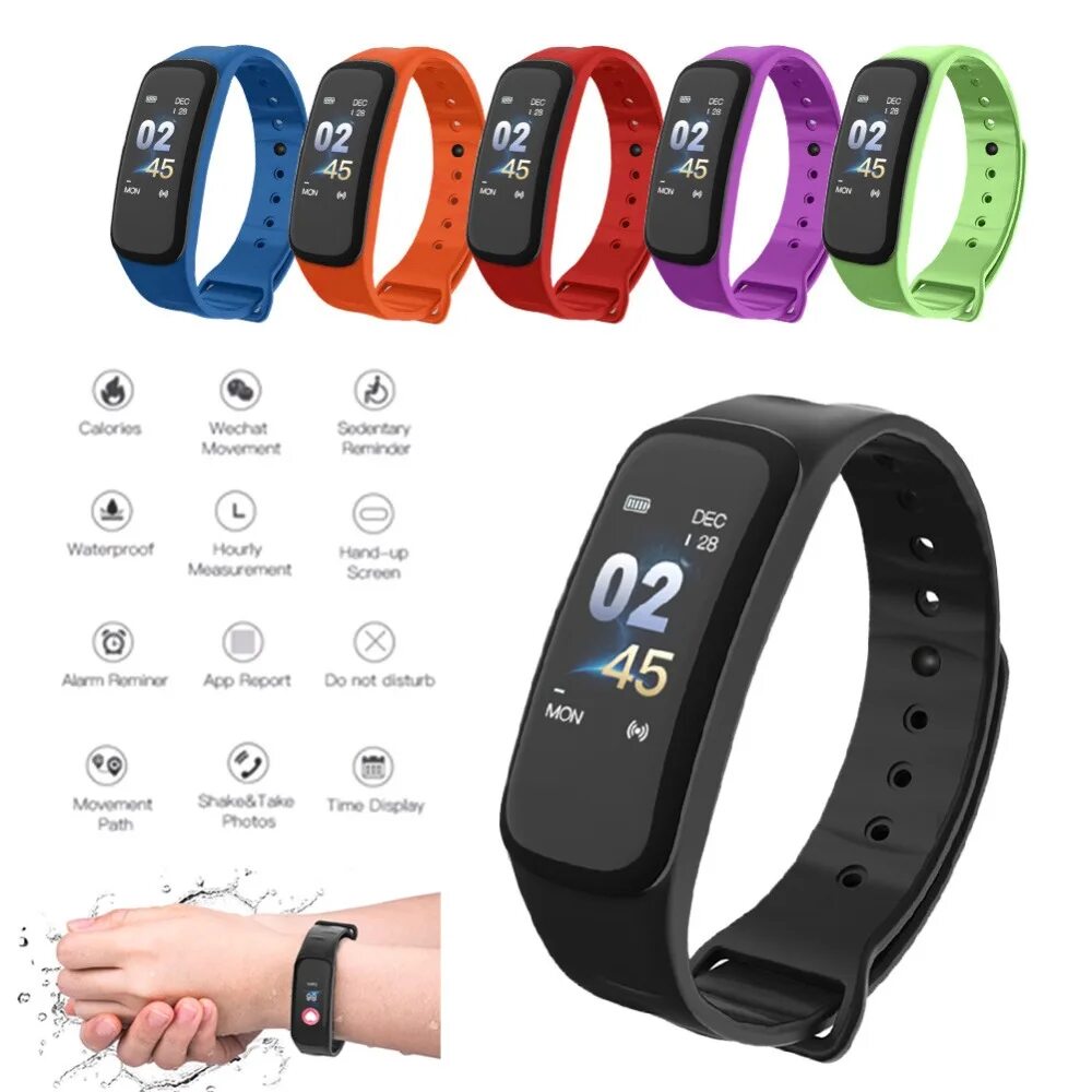 Подключение фитнес браслета к телефону C1 Plus Smart Bracelet Color Screen Blood Pressure Fitness Tracker Heart Rate Mo