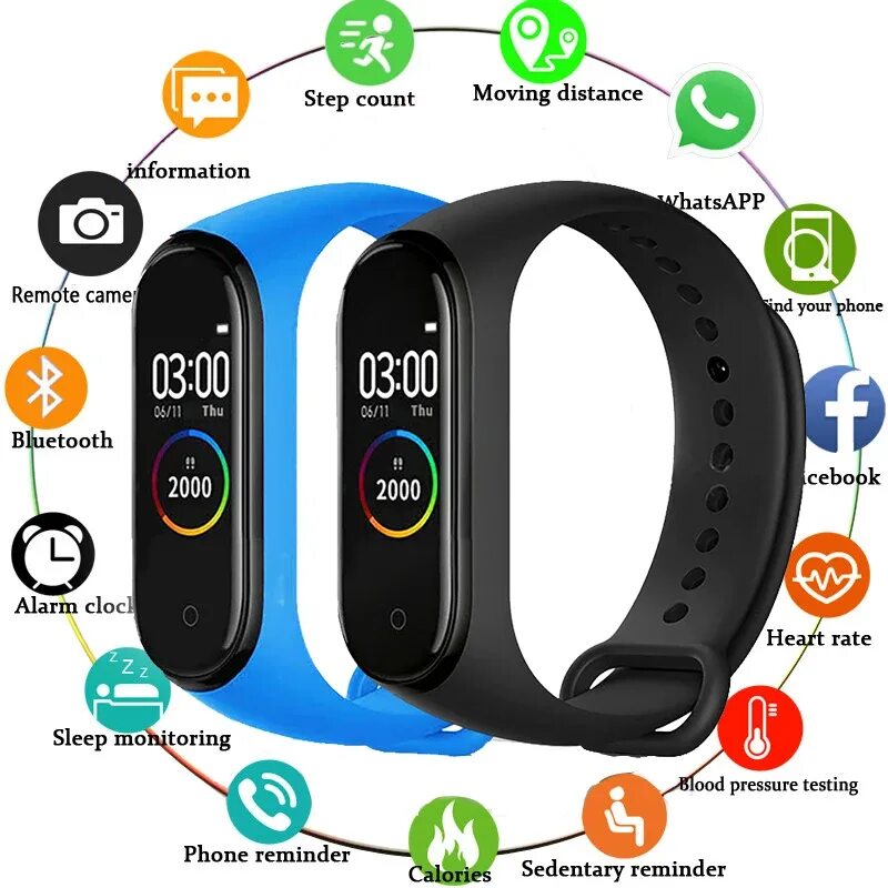 Подключение фитнес часов к телефону Купить Health Wristband M Smart Band 4 Fitness Tracker Watch Sport Bracelet Hear