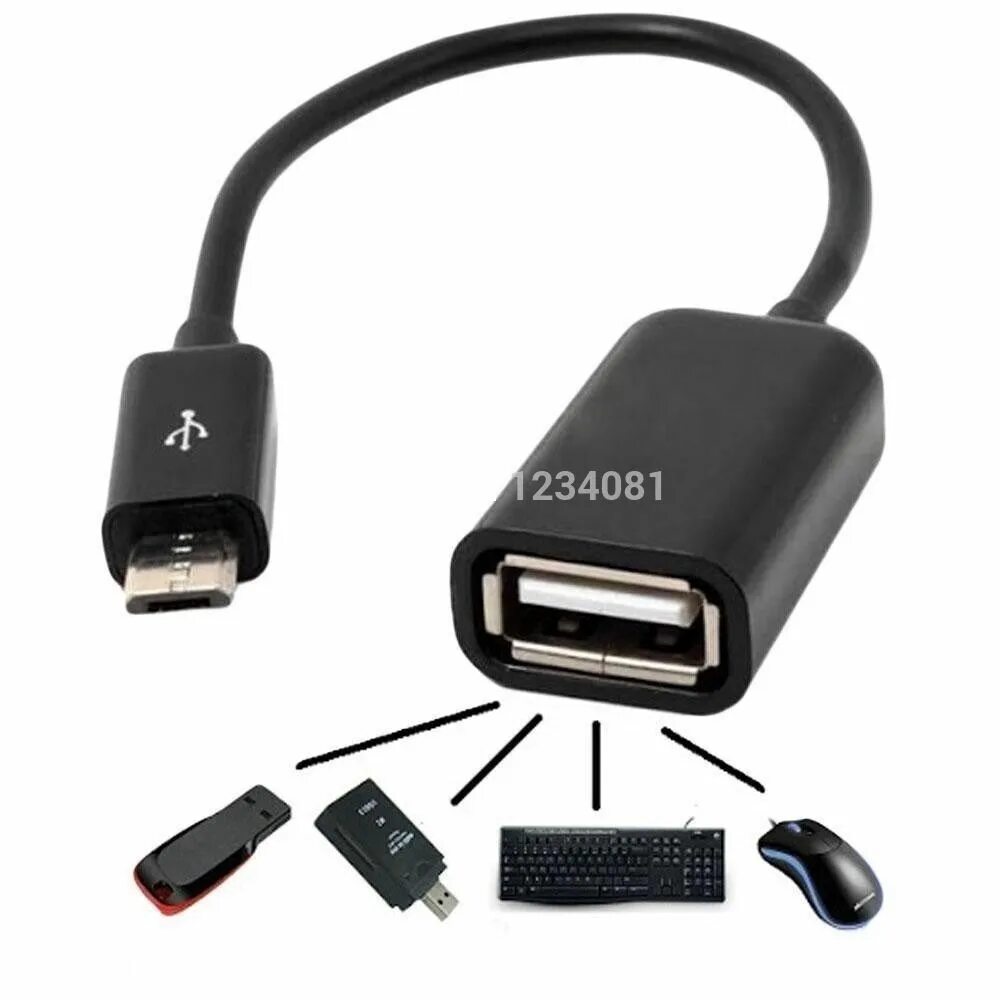 Подключение флешки к телефону через переходник Micro USB Jack Host Cable Male to USB Female OTG Adapter Android Tablet Phone eB