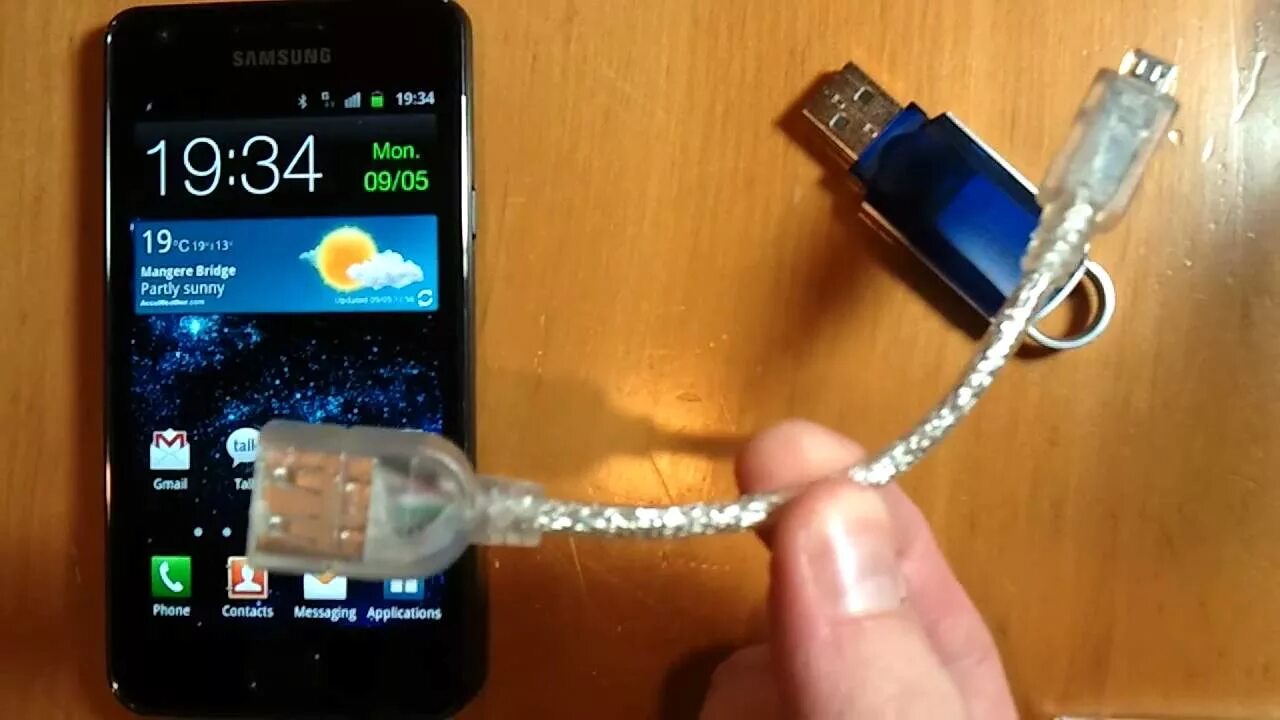 Подключение флешки к телефону самсунг Samsung Galaxy S2 USB OTG demo - YouTube