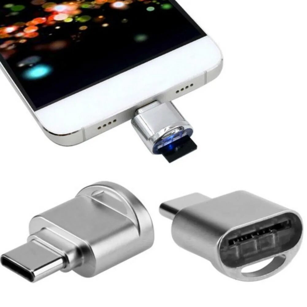 Подключение флешки к type c телефону Кардридер для micro usb 3 1 Type C otg, алюминиевый кардридер для телефонов и но