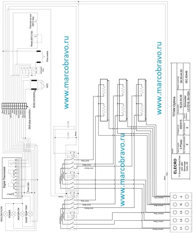 Подключение flowline 2 Электронагреватель Elecro Titan Optima С MarcoBravo