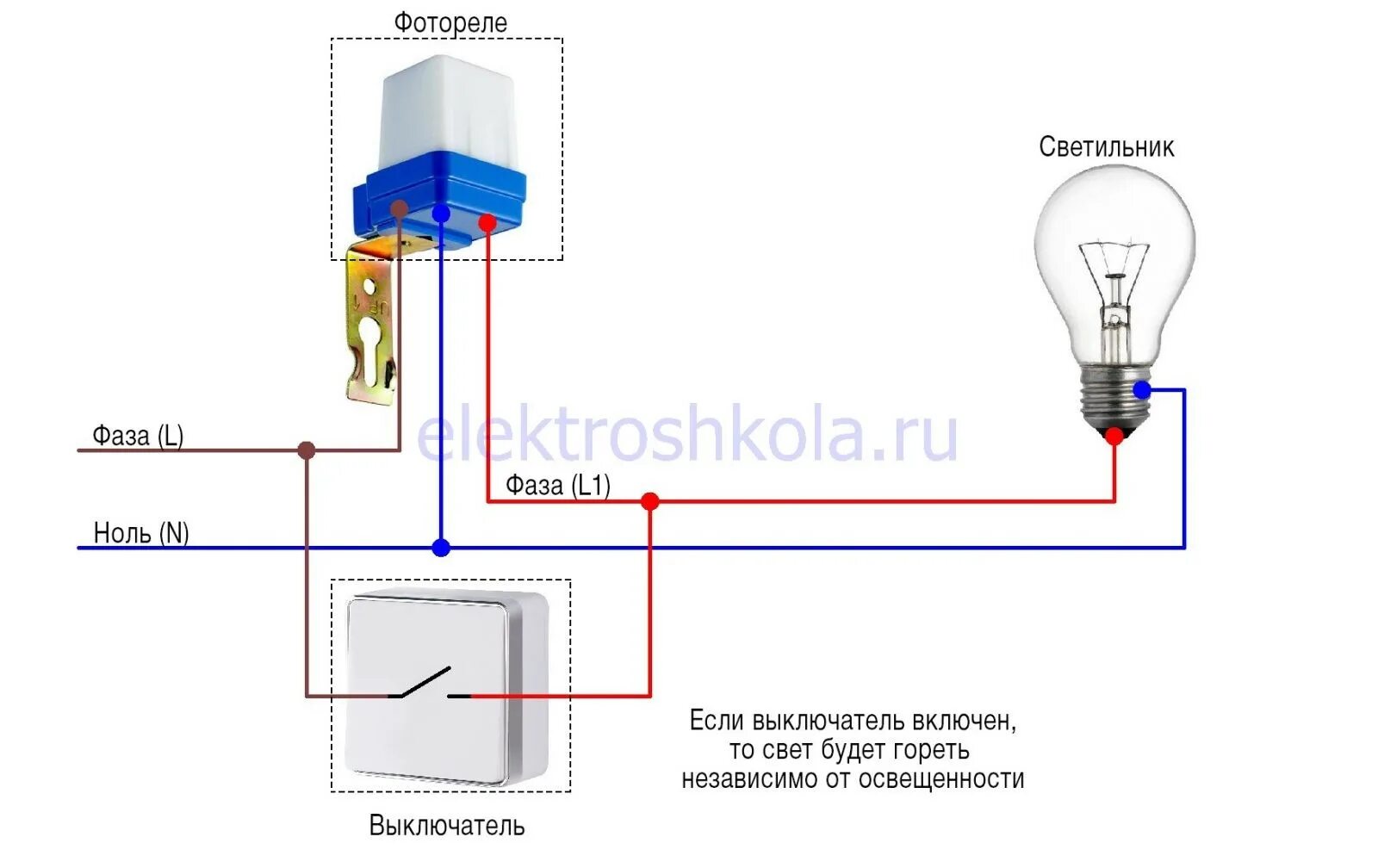 Подключение фото реле Датчики автоматического управления освещением