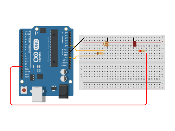 Подключение фото резистора Autodesk Circuits