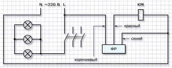 Подключение фотореле через магнитный пускатель Схемы подключения фотореле