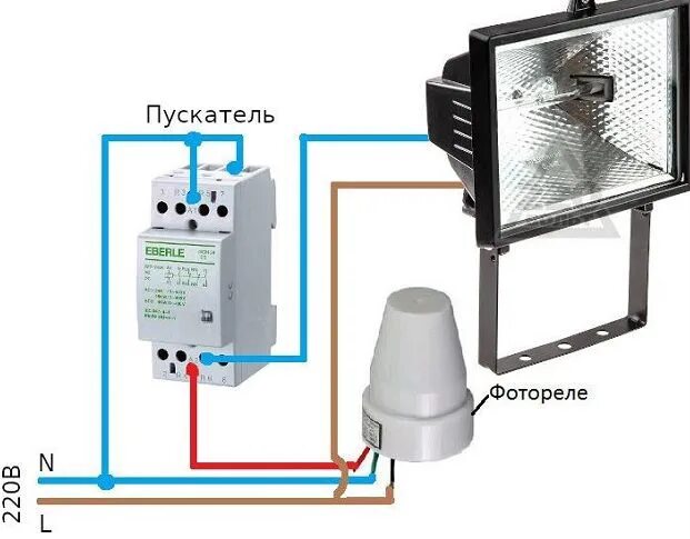 Подключение фотореле освещения через пускатель Фотореле для уличного освещения