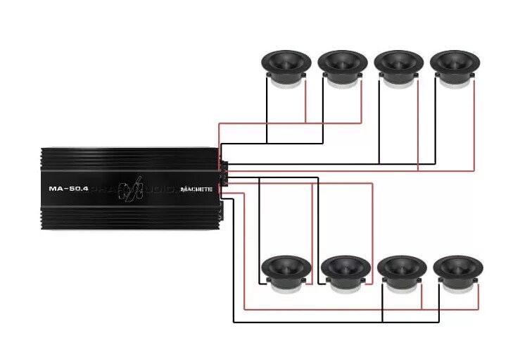 Как подключить 8 динамиков к автомагнитоле и 4х канальному усилителю - фото