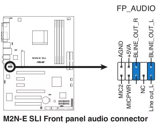 Подключение фронтальной панели m2n4 sli Медиа - Не работает звук