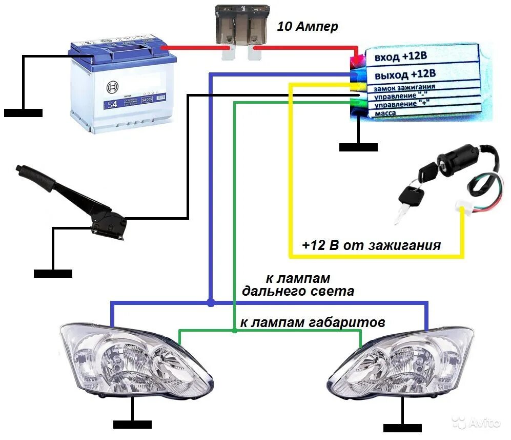 Схема подключения ФСО + контроллер + дальний свет - Lada Приора седан, 1,6 л, 20