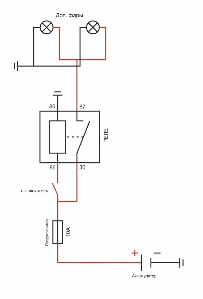 Подключение фсо через реле Схема подключения дополнительных фар / Q&A / БайкПост