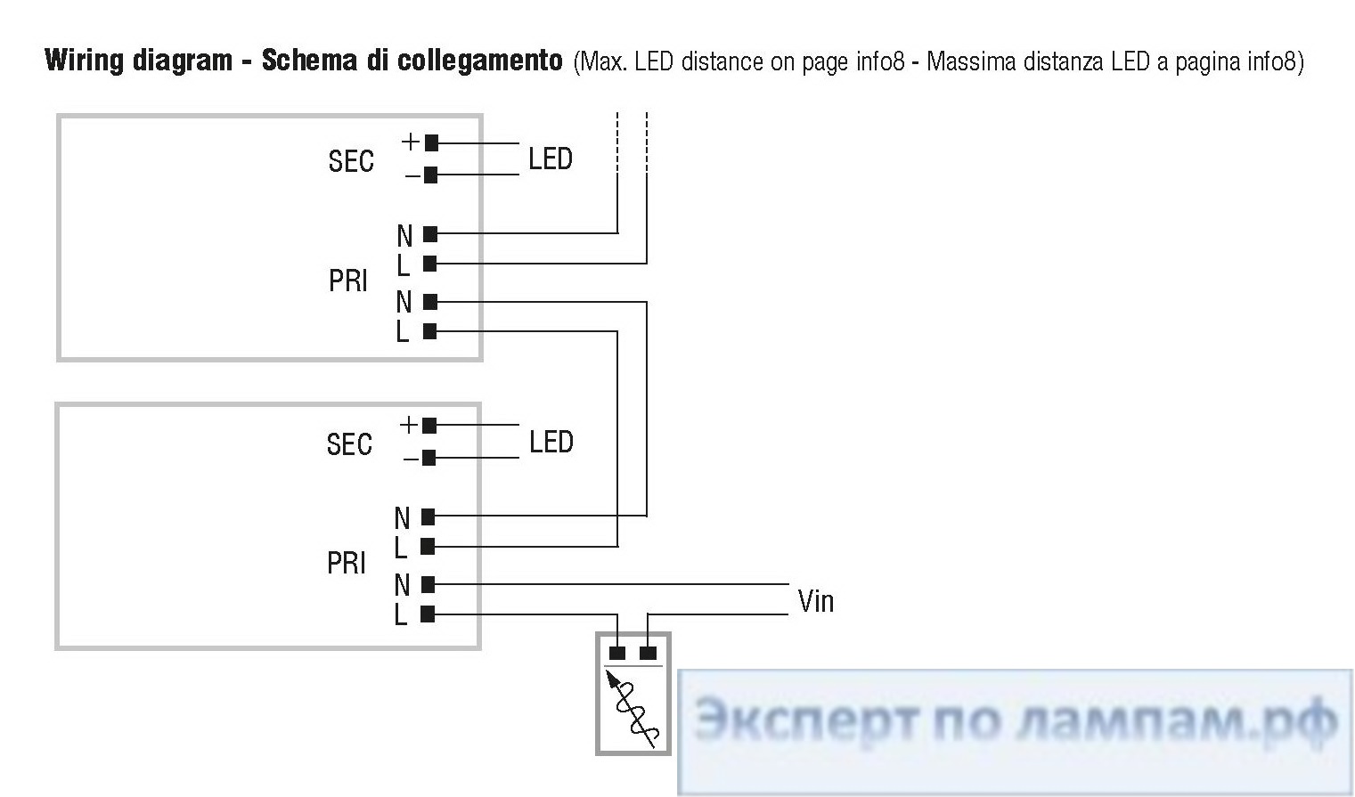 Подключение g 1 LED драйвер TCI MINI MD 250 LP - TCI-127444