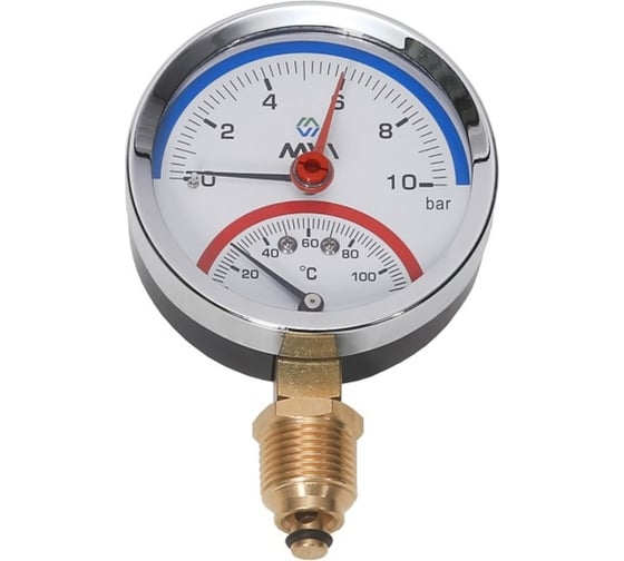 Подключение g1 2 Радиальный термоманометр MVI до 10 бар, 0C-120C, D80 мм, с нижним подключением G