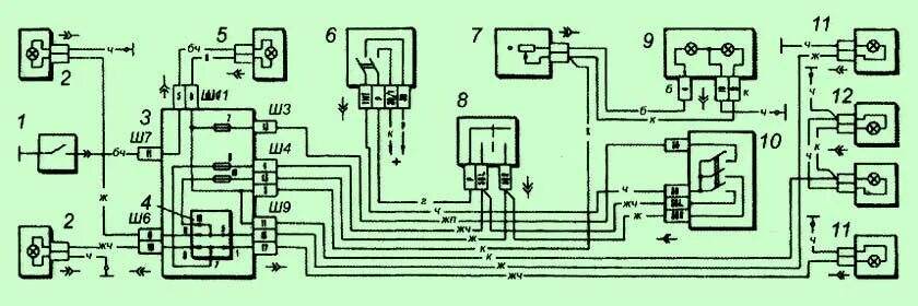 Подключение габаритов ваз 2109 Схемы включения осветительных приборов и световой сигнализации автомобилей.