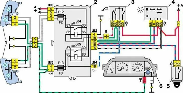 Подключение габаритов ваз 2110 Схема света ваз 2110