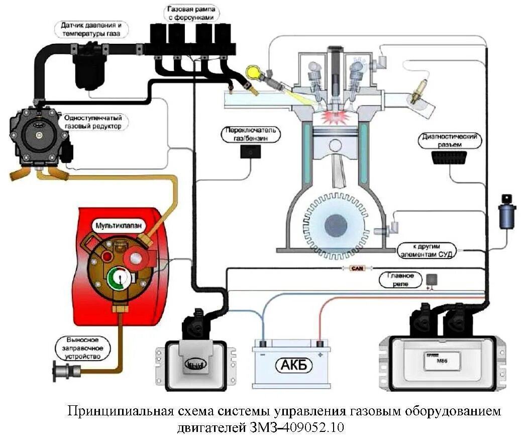 Подключение газа 2 поколение Схема гбо север