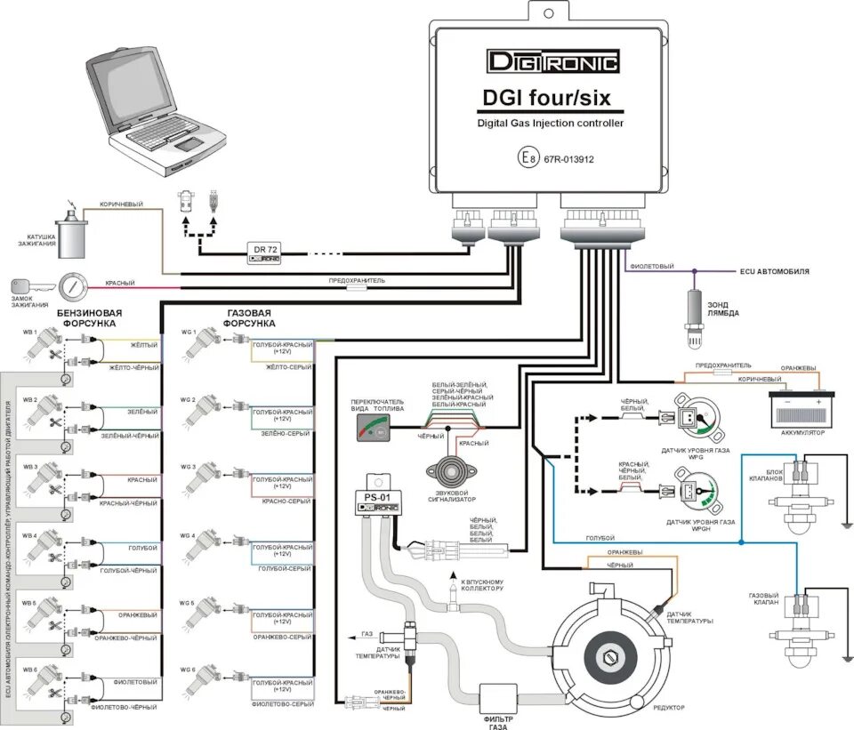 Подключение газа 4 поколения Проводка для ГБО digitronic, схема, описание, что куда подключал. - Lada Калина 