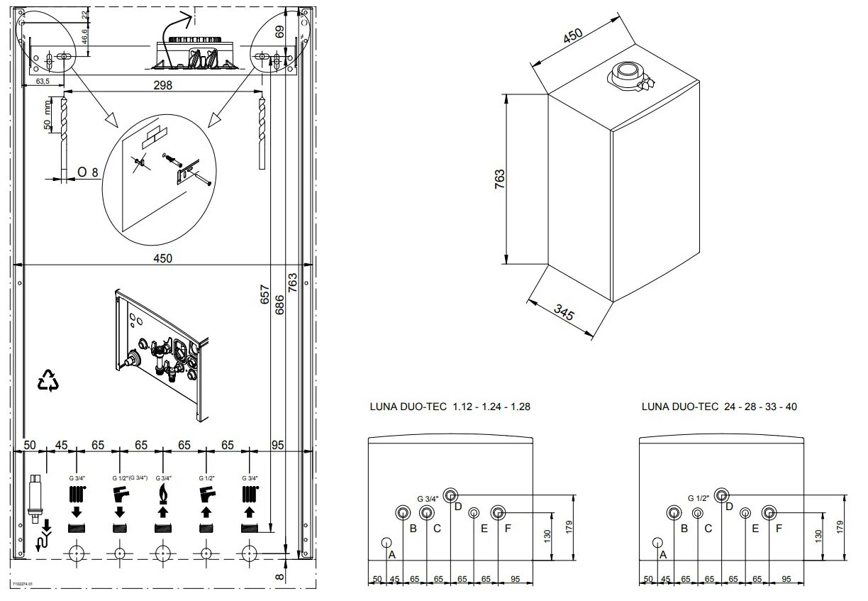 Подключение газового котла бакси 18 f Котел настенный LUNA Duo-tec E 1.12 САНТЕХНИК