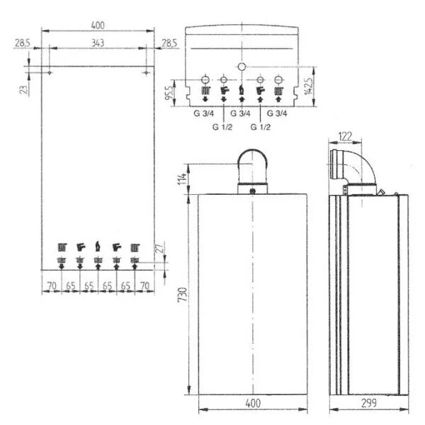 Подключение газового котла бакси эко нова Купить Baxi ECO Home 10 F, Газовый настенный котёл Бакси в Первом котельном или 