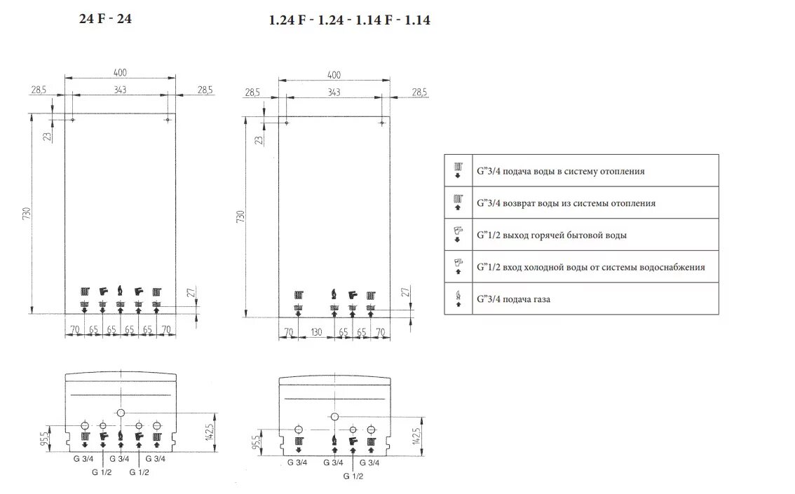 Подключение газового котла baxi eco 4s Котел настенный ECO Four 24F, 24 кВт 2-контур., закр. CSE46624354 - купить с дос