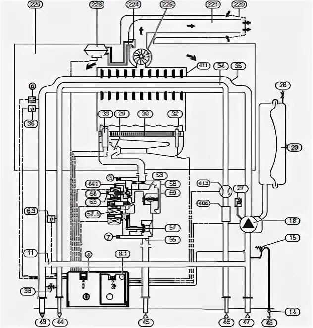 Подключение газового котла будерус Конструкция и компоненты котла Buderus Logamax U052/054