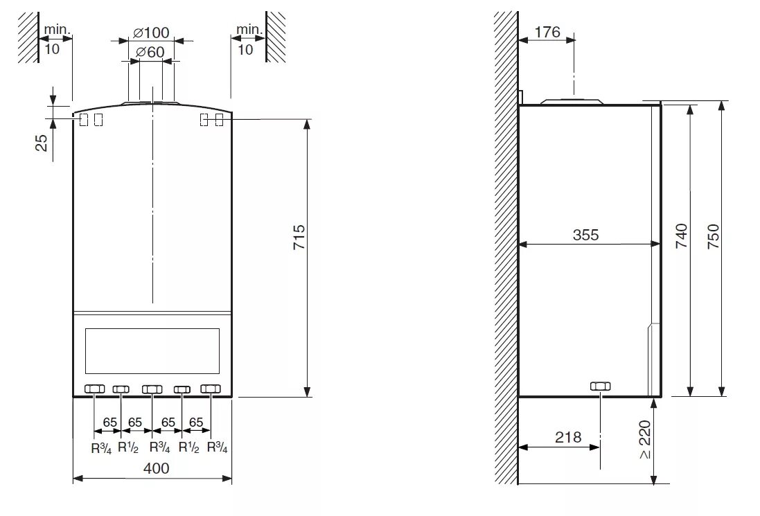 Подключение газового котла какие диаметры Котел газовый настенный BOSCH GAZ 4000 W двухконтурный с открытой камерой сгоран