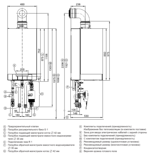 Подключение газового котла висман 100 Настенный газовый котел Viessmann Vitodens 200-W (B2HAK15/B2HA883/B2HA248) - куп