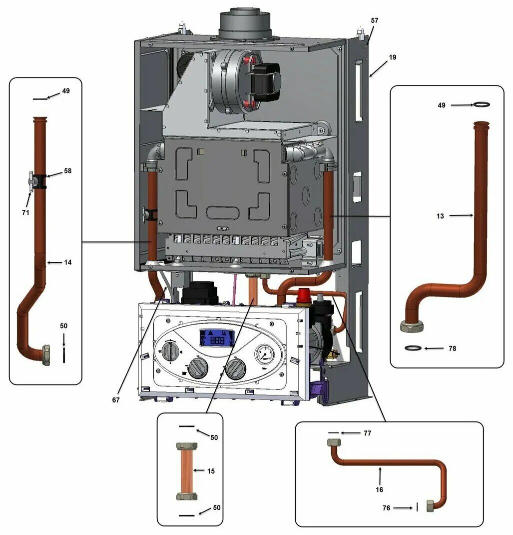 Подключение газового котла wolf Конвекционный газовый котел WOLF FGG-K-24, 24 кВт, двухконтурный - купить в инте